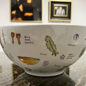 SIGNATURE HOUSEWARES URSULA DODGE SALAD DAYS EARTHENWARE 12" SERVING BOWL